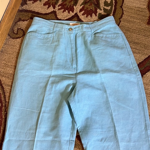 Vtg TALBOTS size 12 Caribbean Blue Irish Linen High Rise Flat Front Ankle NEW - Picture 13 of 14